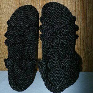 Utopian Rope Sandals   Black Handmade  Size  8 ladies 6.5 Men's  New w/ Tags